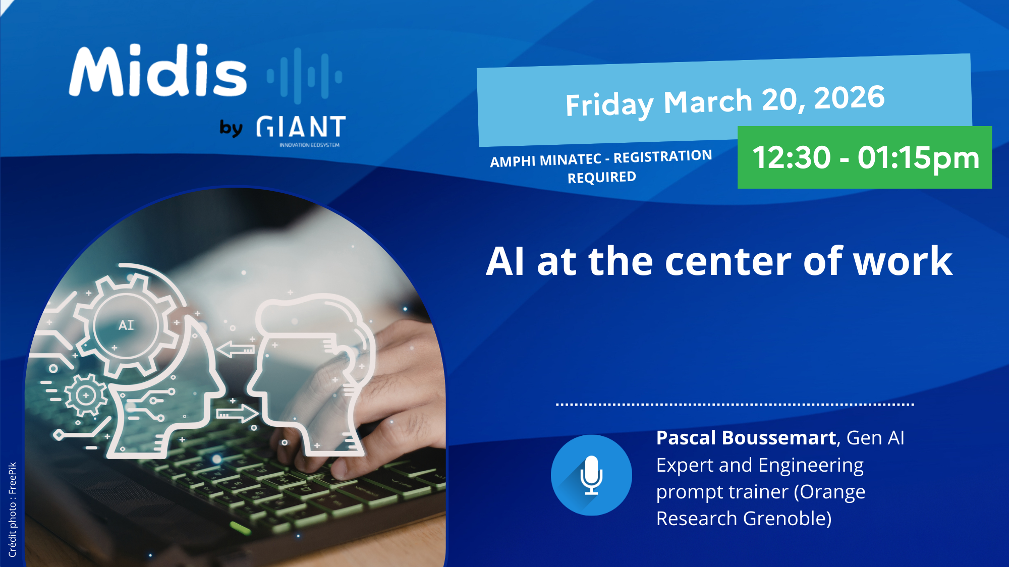 AI at the center of work, conference on Friday March 20, 2026